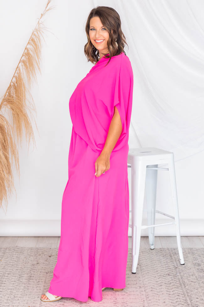 Found My Forever Pink One Shoulder Maxi Dress