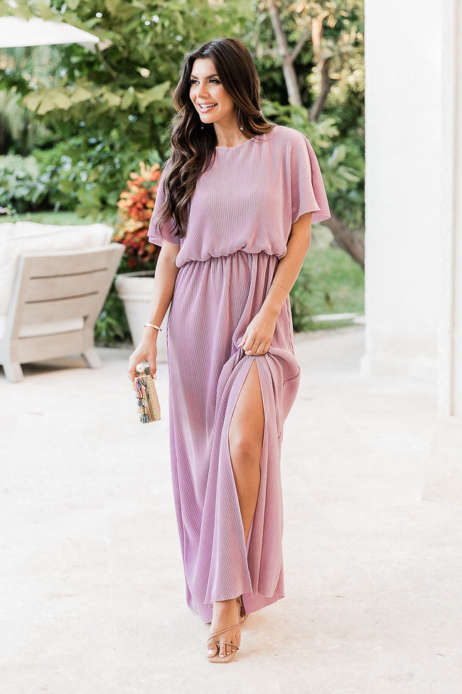 I Almost Do Purple Plisse Short Sleeve Maxi Dress