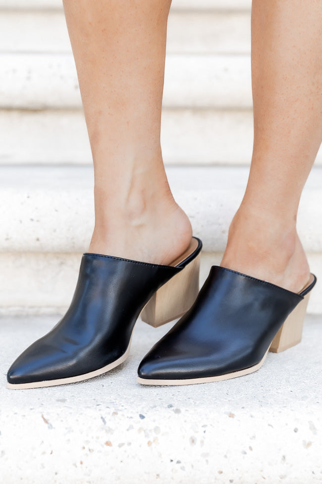 Madison Black Pointed Toe Heeled Mules
