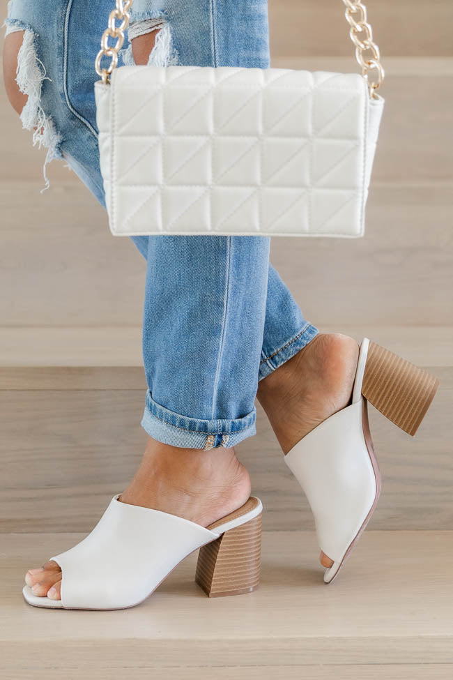Darcy Off White Cream Open Toe Block Heels