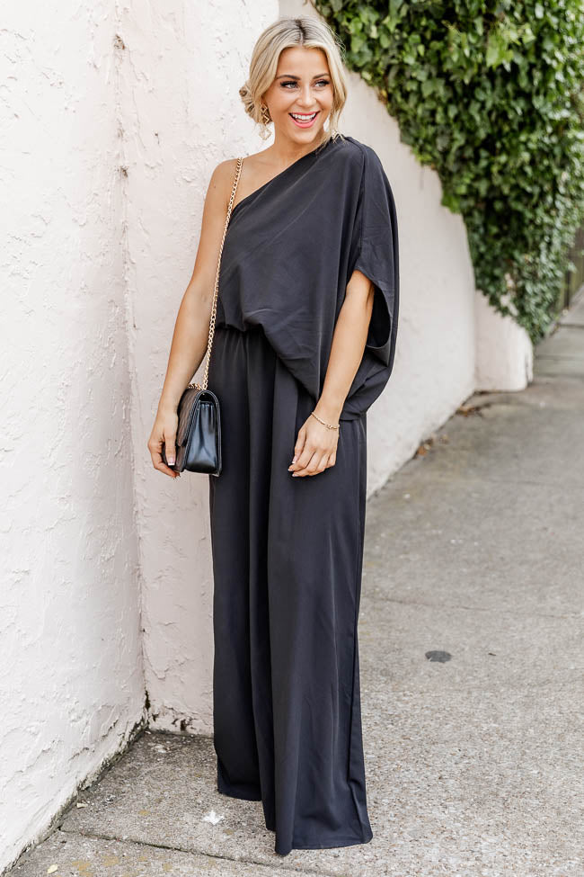 Found My Forever Black One Shoulder Maxi Dress FINAL SALE