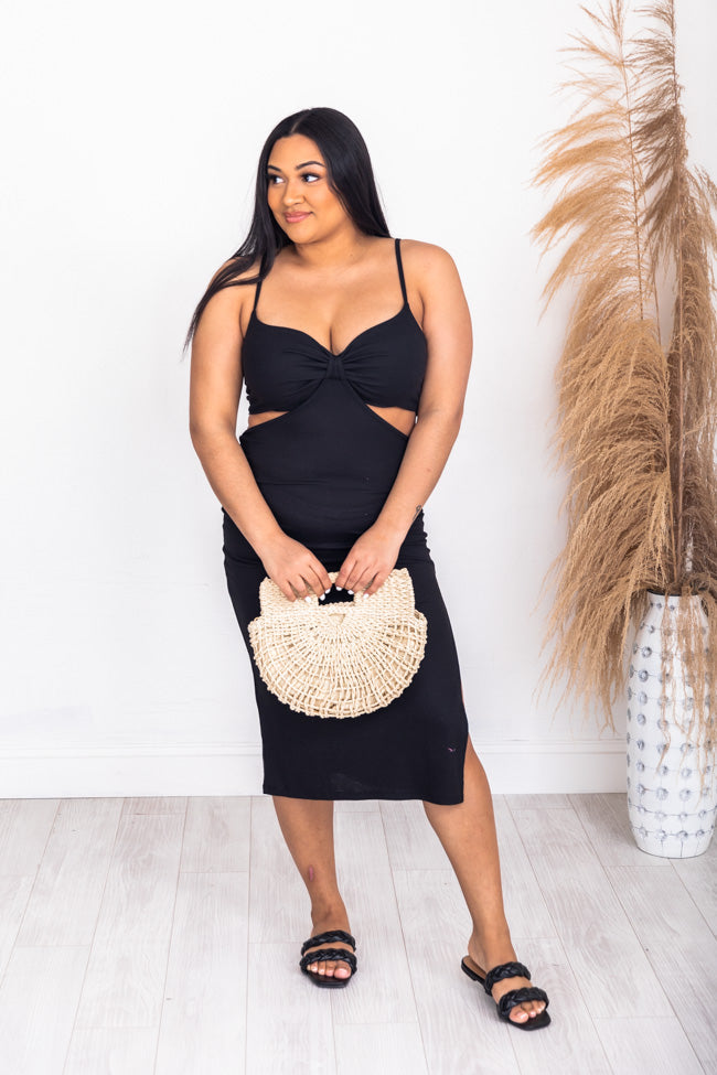 Hit The Dance Floor Black Cut Out Midi Dress FINAL SALE