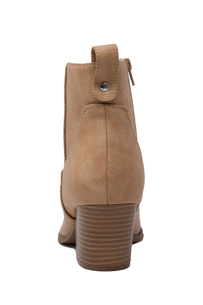 Kimberly Toffee Nubuck Pointed Toe Bootie