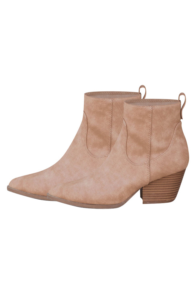 Kimberly Toffee Nubuck Pointed Toe Bootie