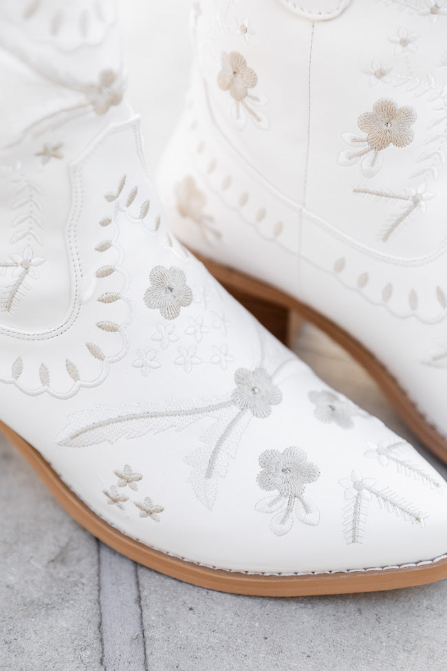Leann Embroidered Bone Leather Cowboy Boots DOORBUSTER