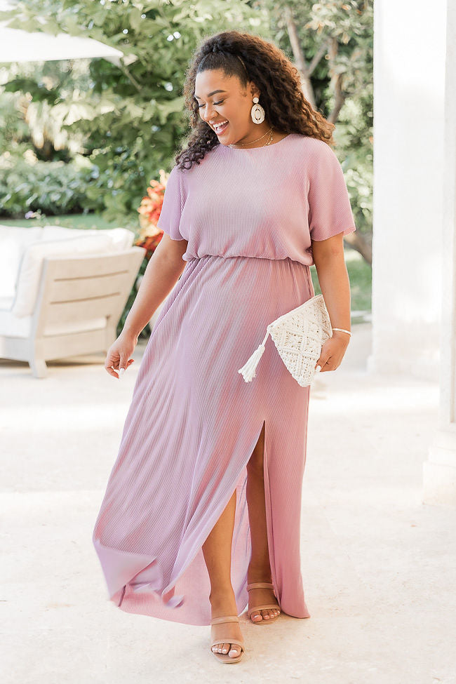 I Almost Do Purple Plisse Short Sleeve Maxi Dress
