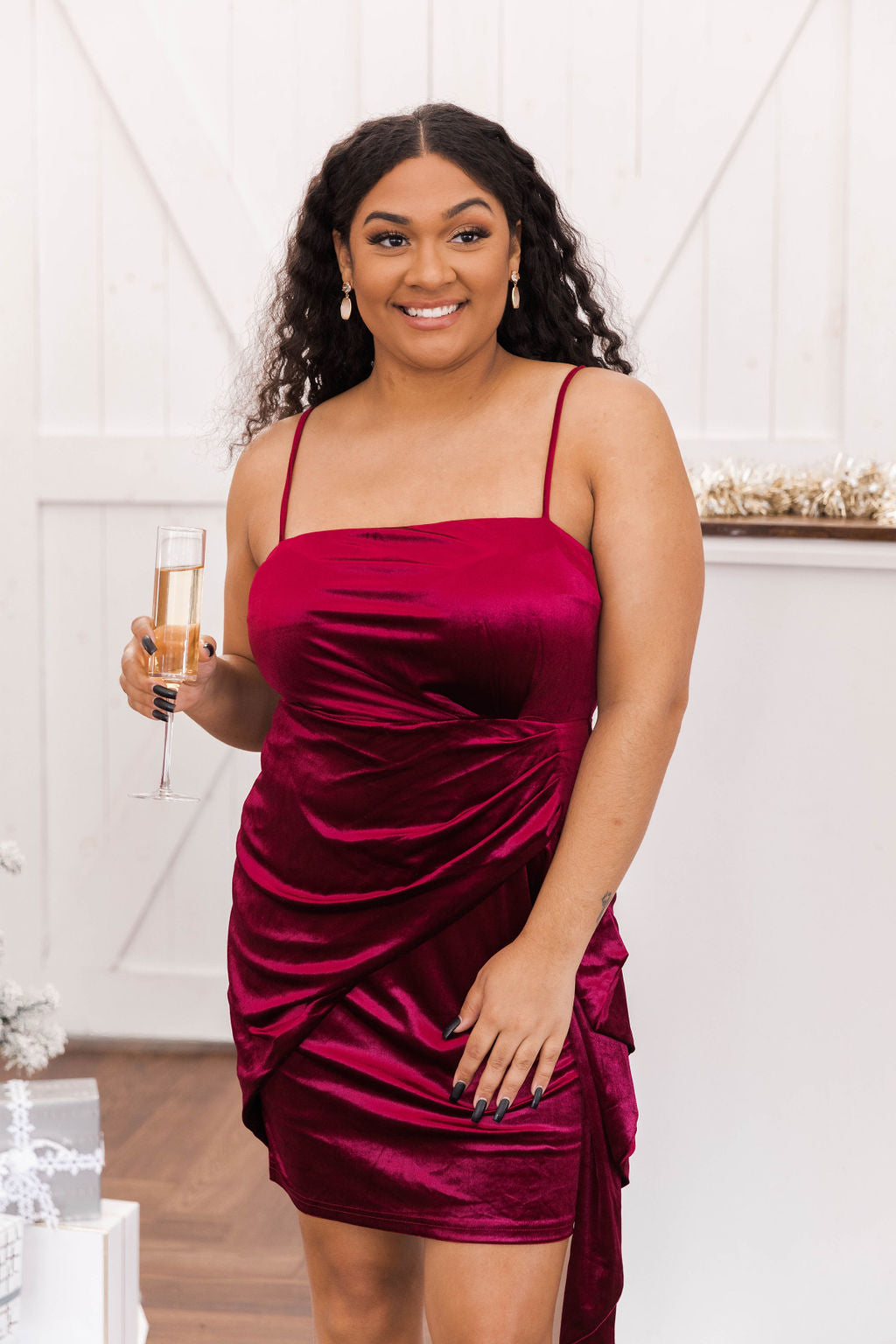 Everybody You Know Burgundy Velvet Tie Waist Mini Dress FINAL SALE