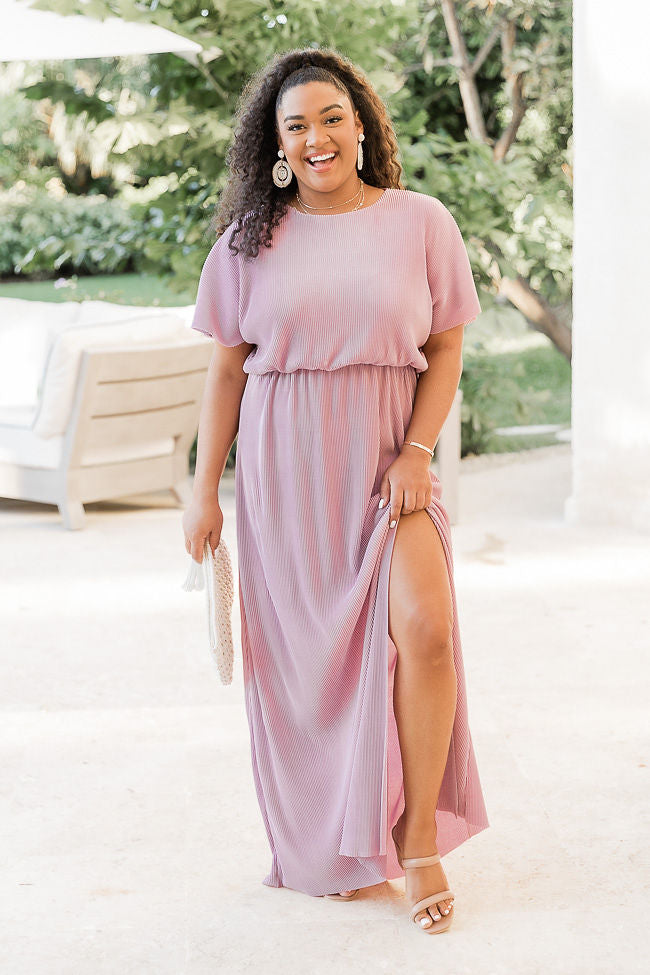 I Almost Do Purple Plisse Short Sleeve Maxi Dress