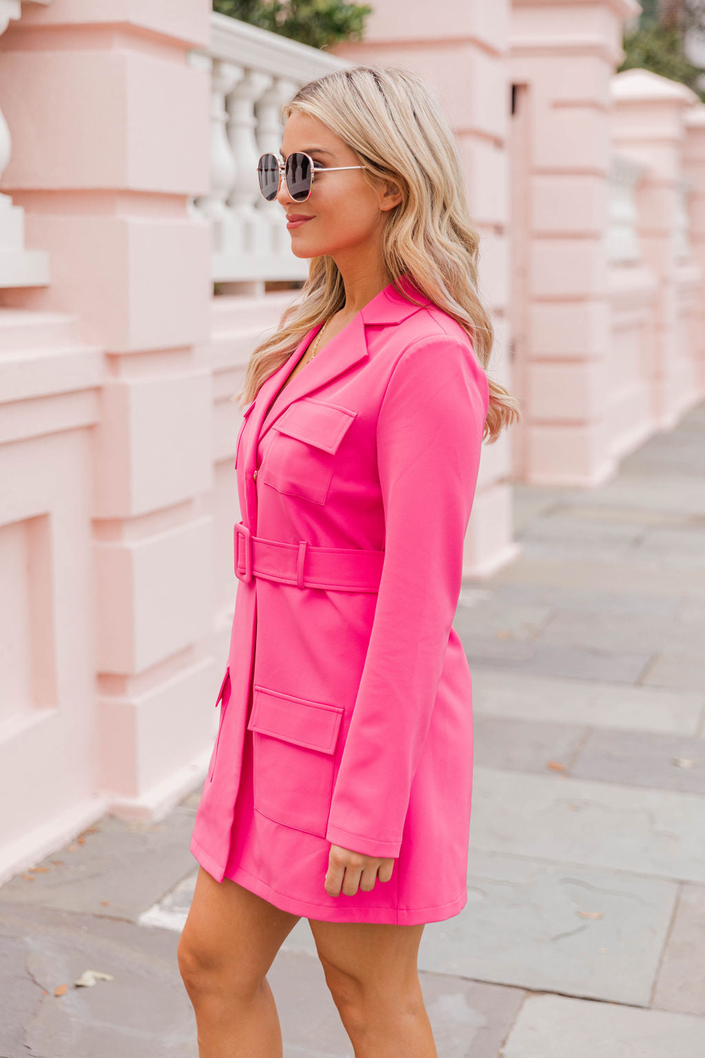 Prepared For This Pink Belted Blazer Dress FINAL SALE
