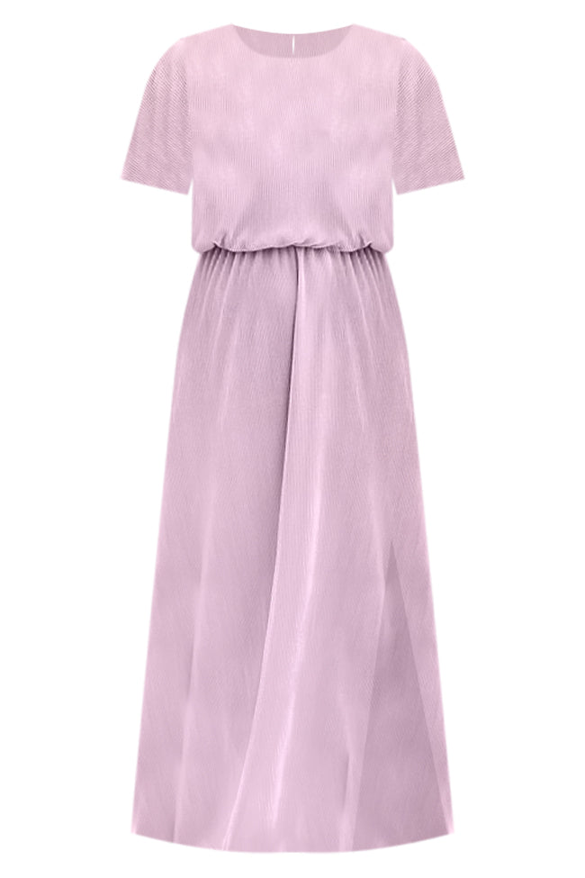 I Almost Do Purple Plisse Short Sleeve Maxi Dress