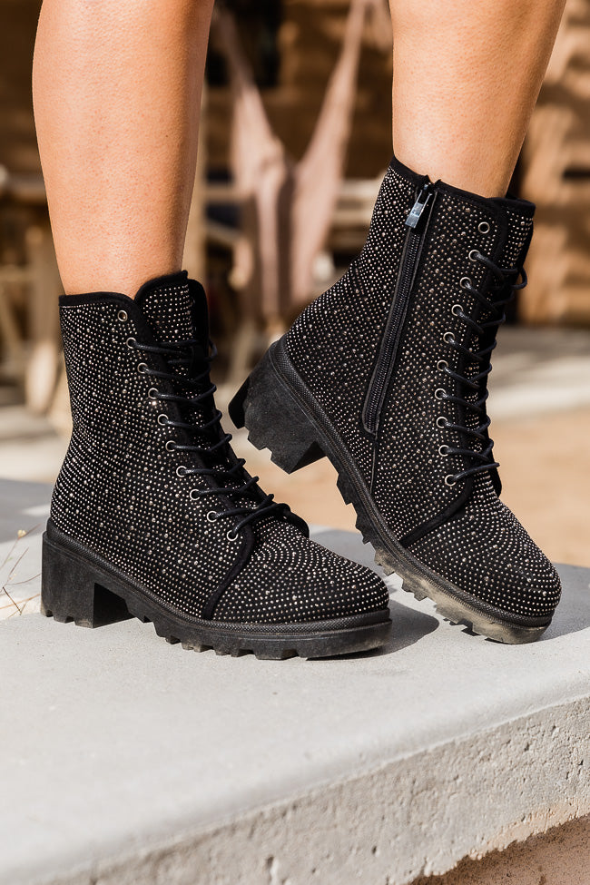 Harley Black Rhinestone Combat Boot