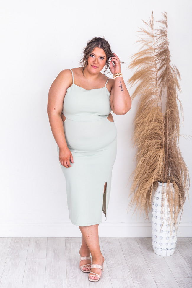 Incomparable Love Sage Cutout Midi Dress FINAL SALE