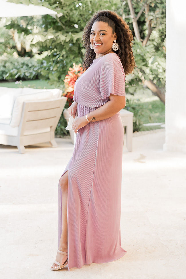 I Almost Do Purple Plisse Short Sleeve Maxi Dress