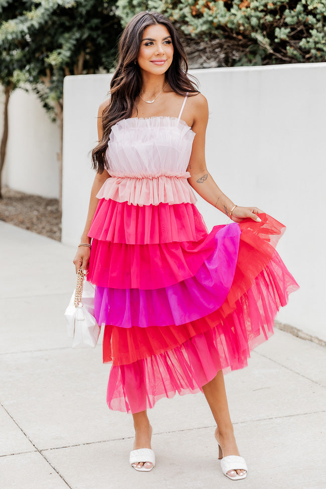 Find Myself Multi Color Tiered Tulle Dress