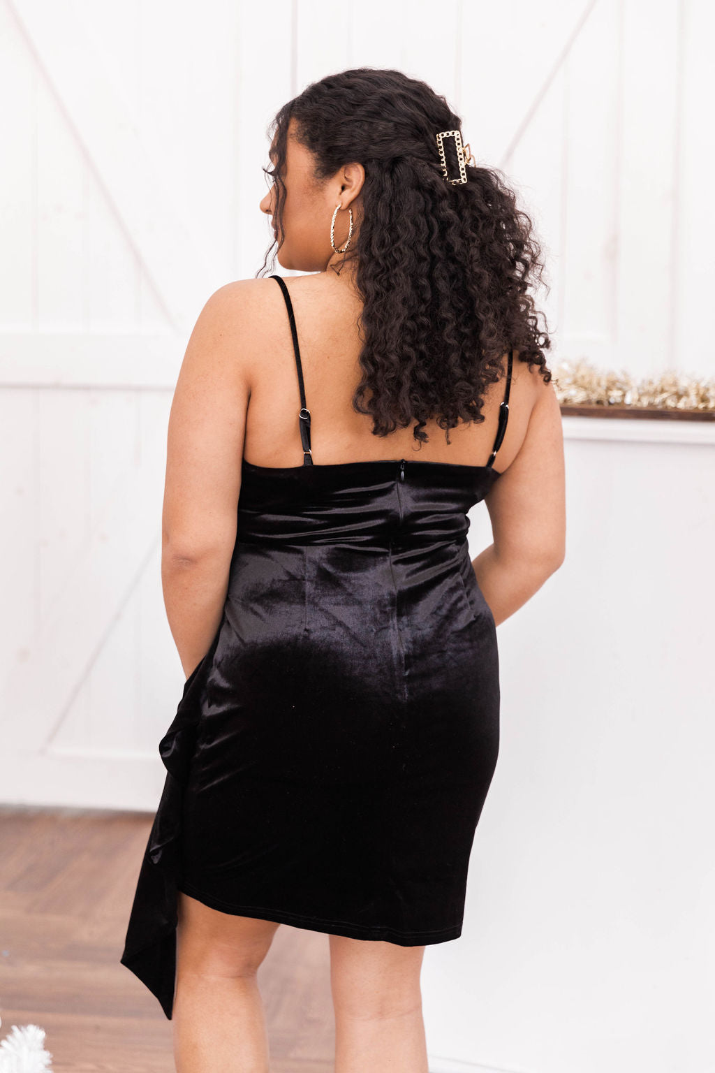 Everybody You Know Black Velvet Tie Waist Mini Dress FINAL SALE