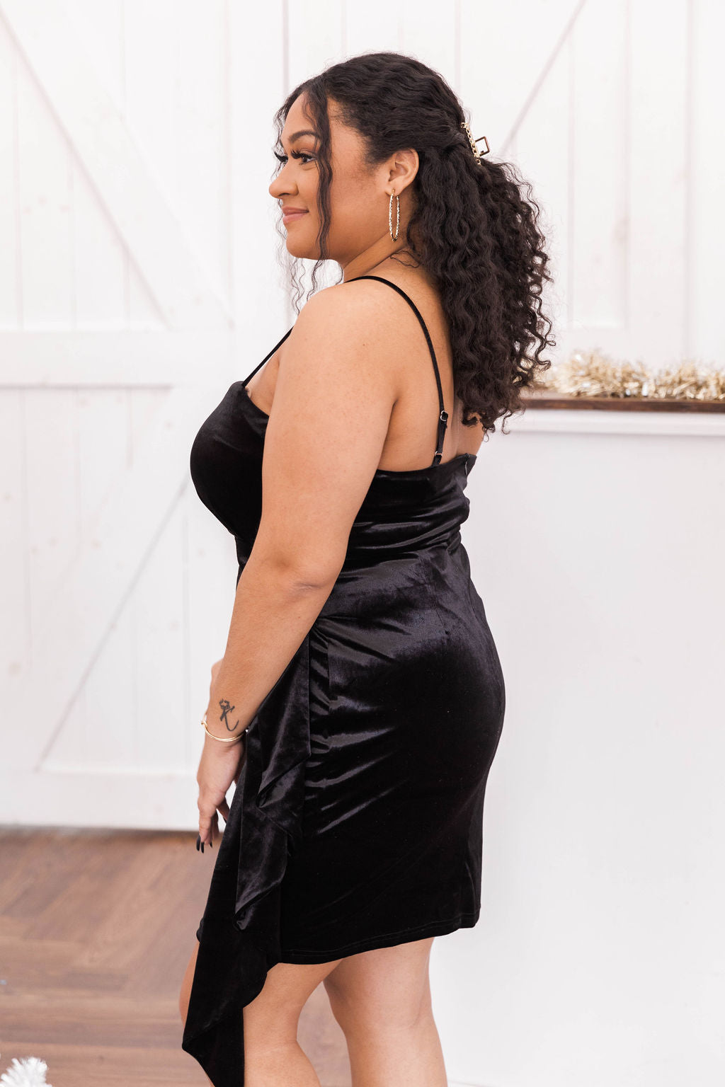 Everybody You Know Black Velvet Tie Waist Mini Dress FINAL SALE