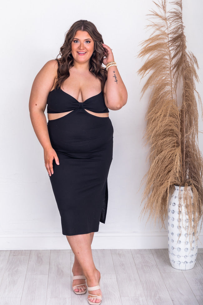 Hit The Dance Floor Black Cut Out Midi Dress FINAL SALE
