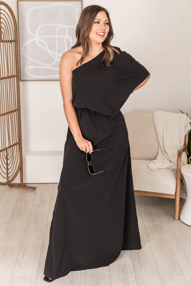 Found My Forever Black One Shoulder Maxi Dress FINAL SALE