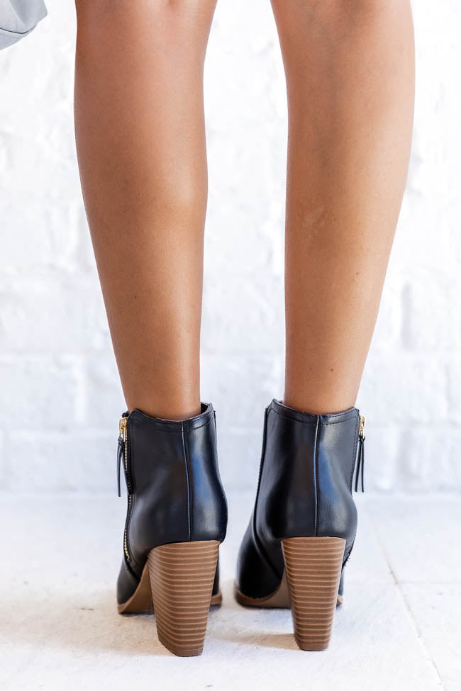 Skye Black Open Toe Booties