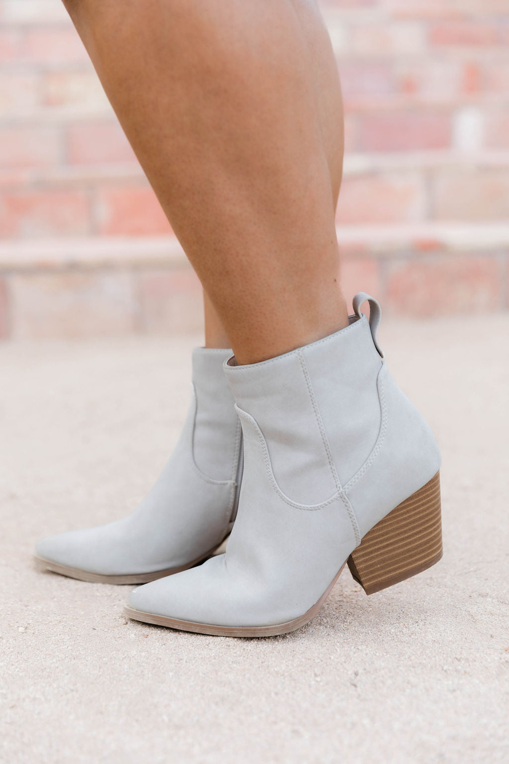 Kimberly Stone Nubuck Pointed Toe Bootie