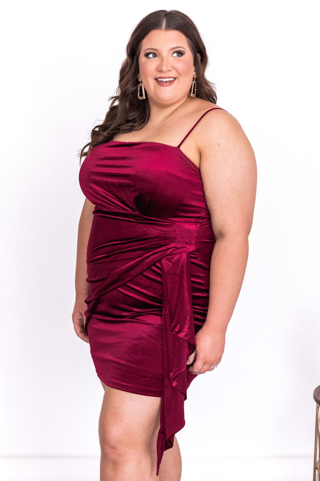 Everybody You Know Burgundy Velvet Tie Waist Mini Dress FINAL SALE