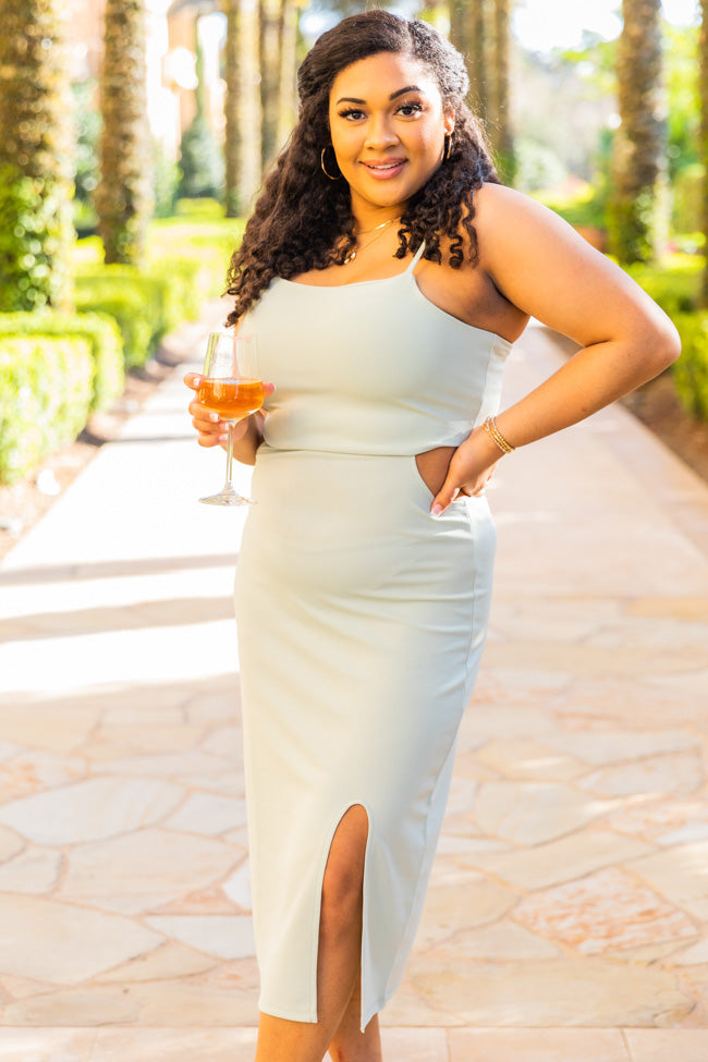Incomparable Love Sage Cutout Midi Dress FINAL SALE