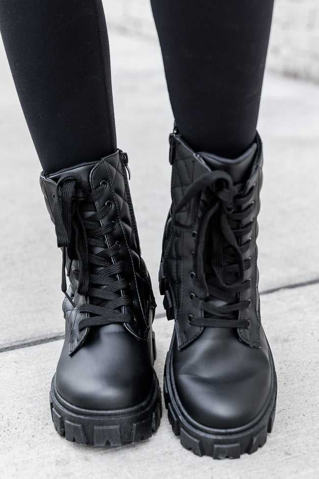 Vanessa Black Quilted Combat Boot