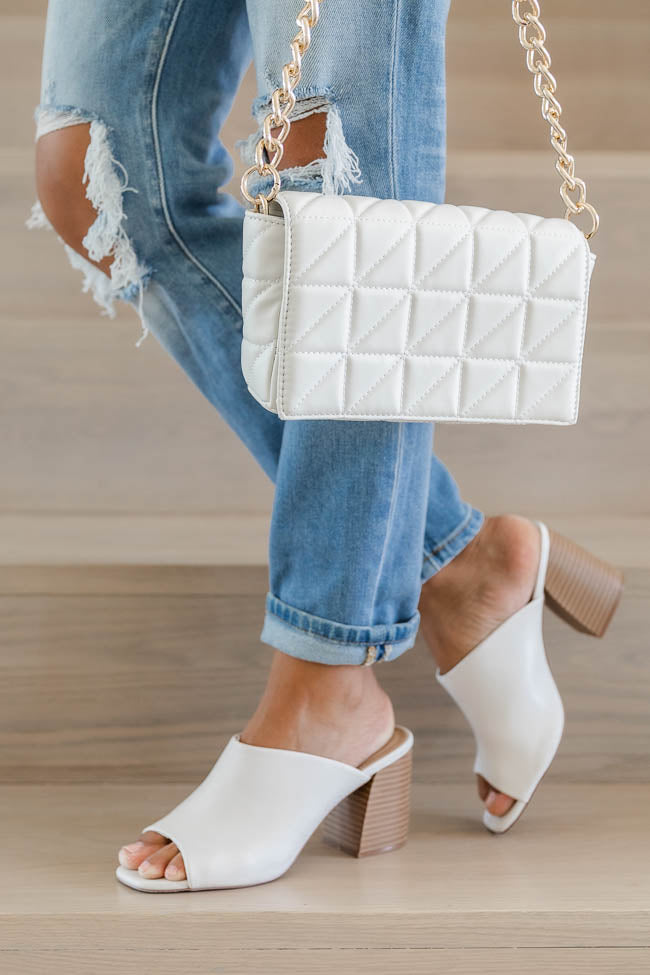 Darcy Off White Cream Open Toe Block Heels