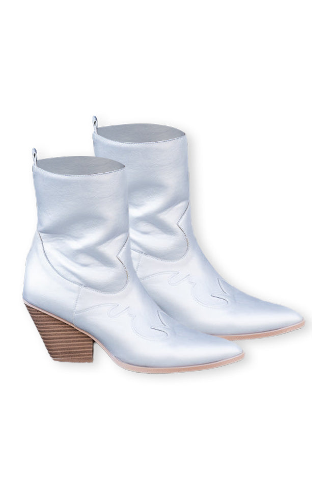 Martina Silver Metallic Cowboy Bootie