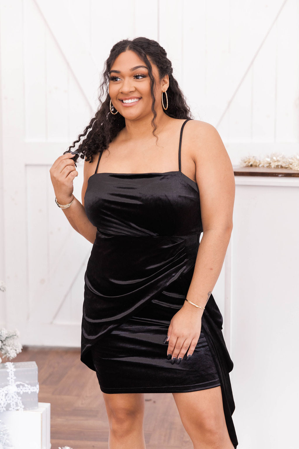 Everybody You Know Black Velvet Tie Waist Mini Dress FINAL SALE