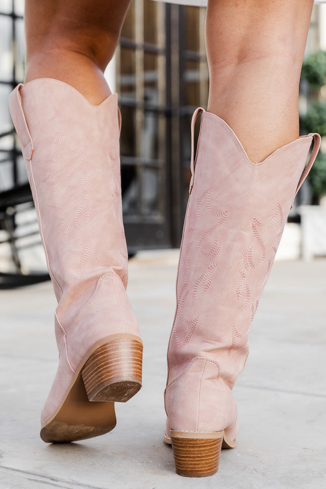 Charlotte Pink Leather Cowboy Boots