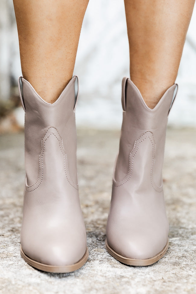 Jaylee Taupe Rounded Toe Western Style Booties