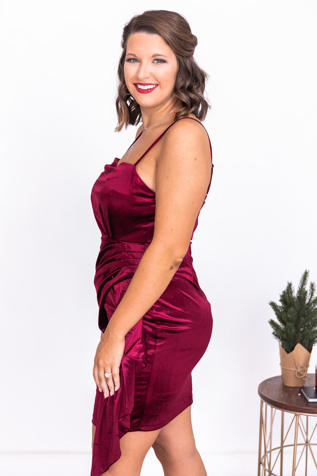 Everybody You Know Burgundy Velvet Tie Waist Mini Dress FINAL SALE