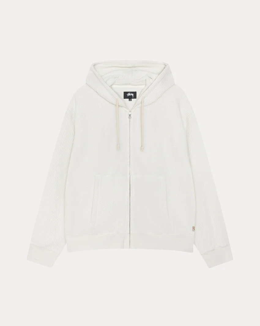 DOUBLE LAYER WAFFLE ZIP HOODIE