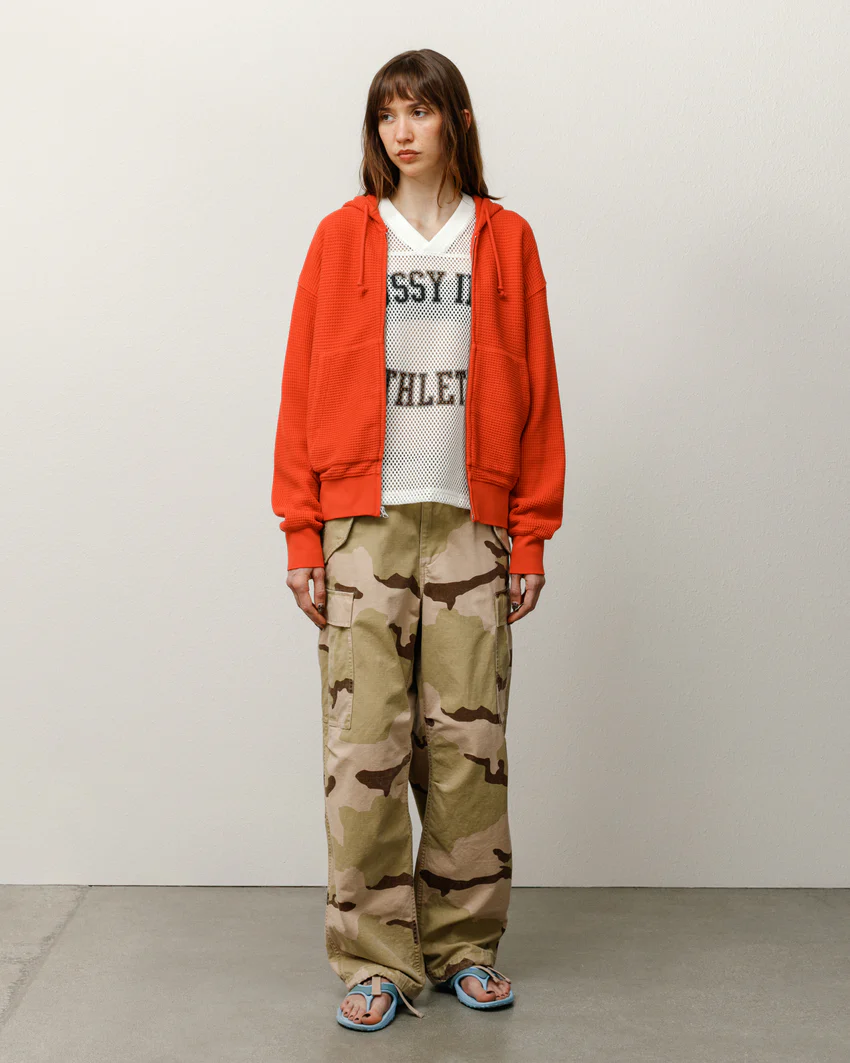 DOUBLE LAYER WAFFLE ZIP HOODIE