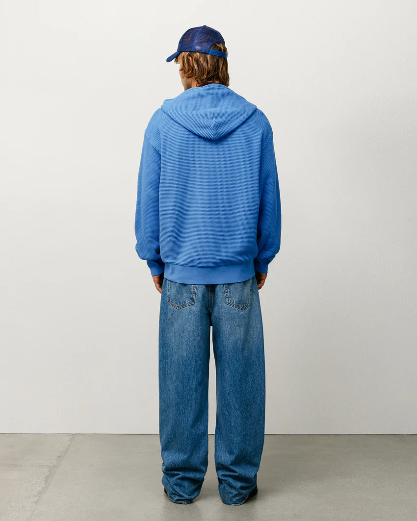 DOUBLE LAYER WAFFLE ZIP HOODIE