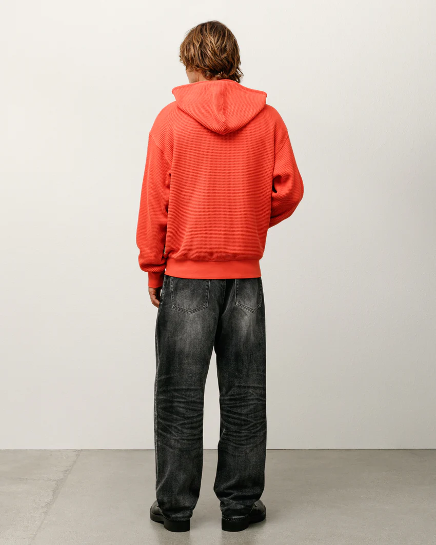 DOUBLE LAYER WAFFLE ZIP HOODIE