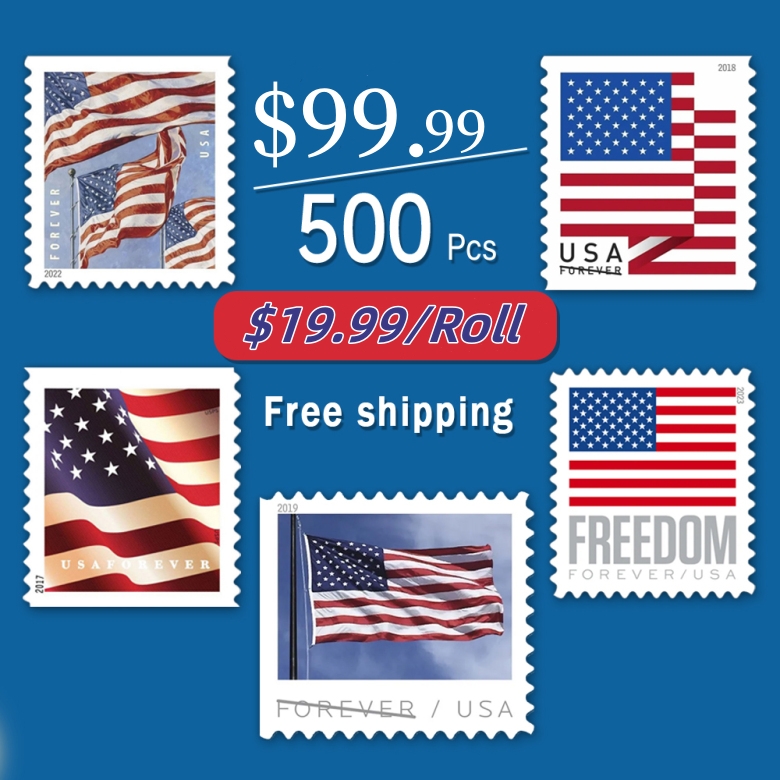 Big Sales! 5 U.S. Flag Stamps,5 Rolls/500 Pcs