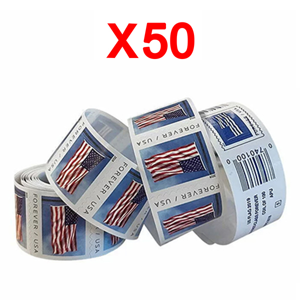 2019 U.S. Flag Stamps, 50 Rolls (5000 Pcs)