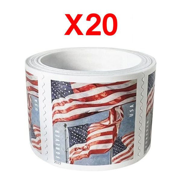 2022 U.S. Flag Stamps, 20 Rolls (2000 Pcs)