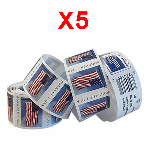 2019 U.S. Flag Stamps, 5 Rolls (500 Pcs)