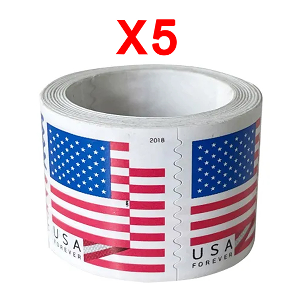2018 U.S. Flag Stamps, 5 Rolls (500 Pcs)