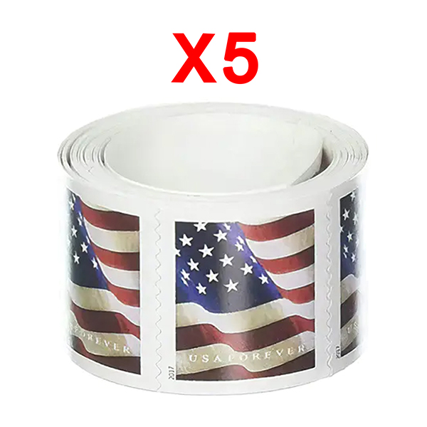 2017 U.S. Flag Stamps, 5 Rolls (500 Pcs)