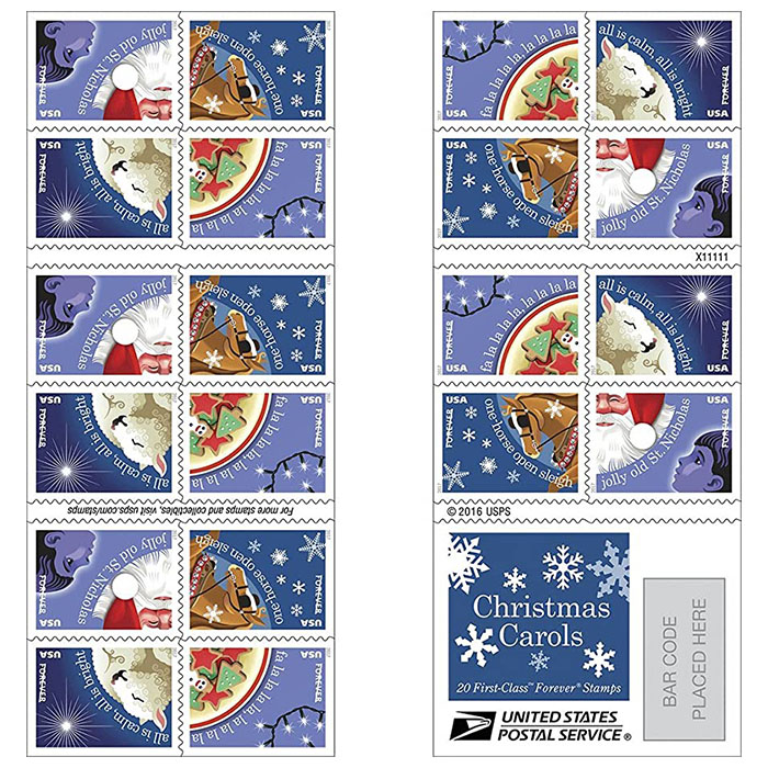 Christmas Carols Forever Stamps uspsfaststamps