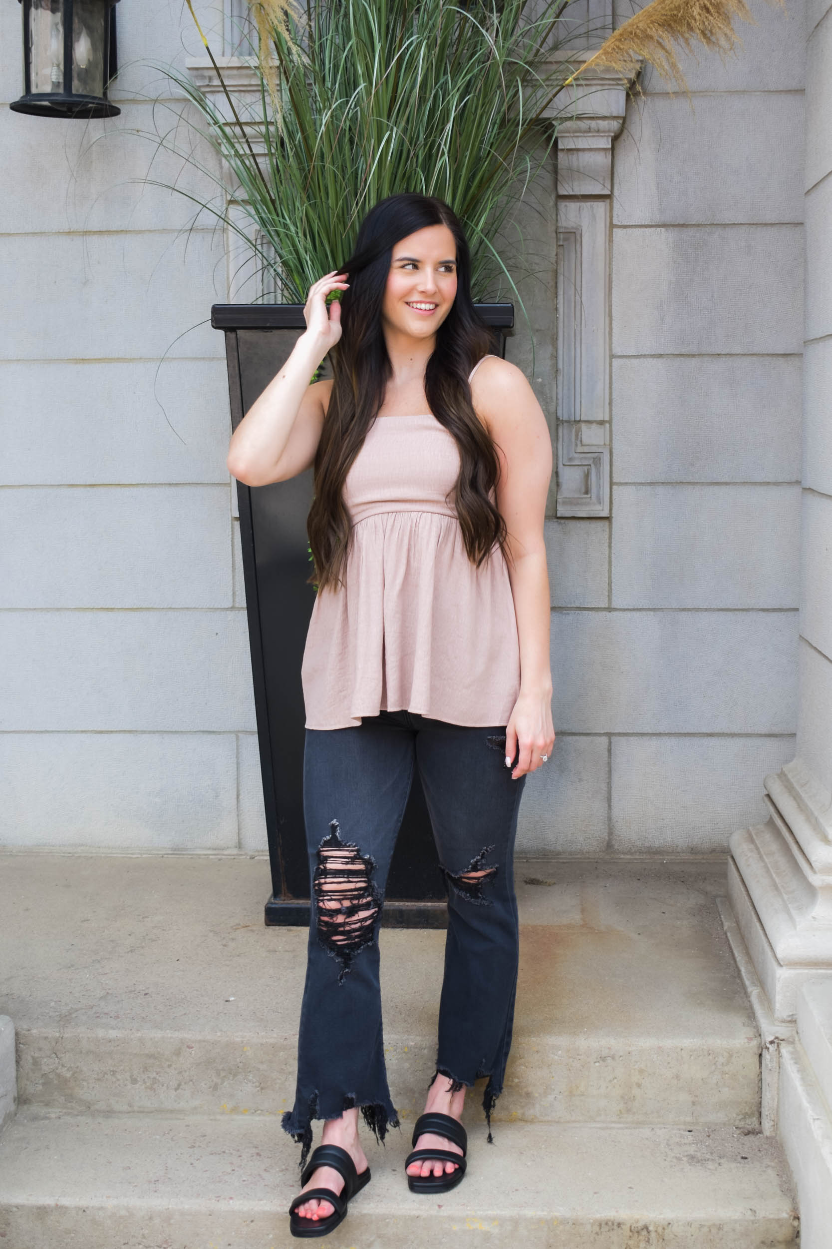 Mila Open Back Tunic Top | Mauve