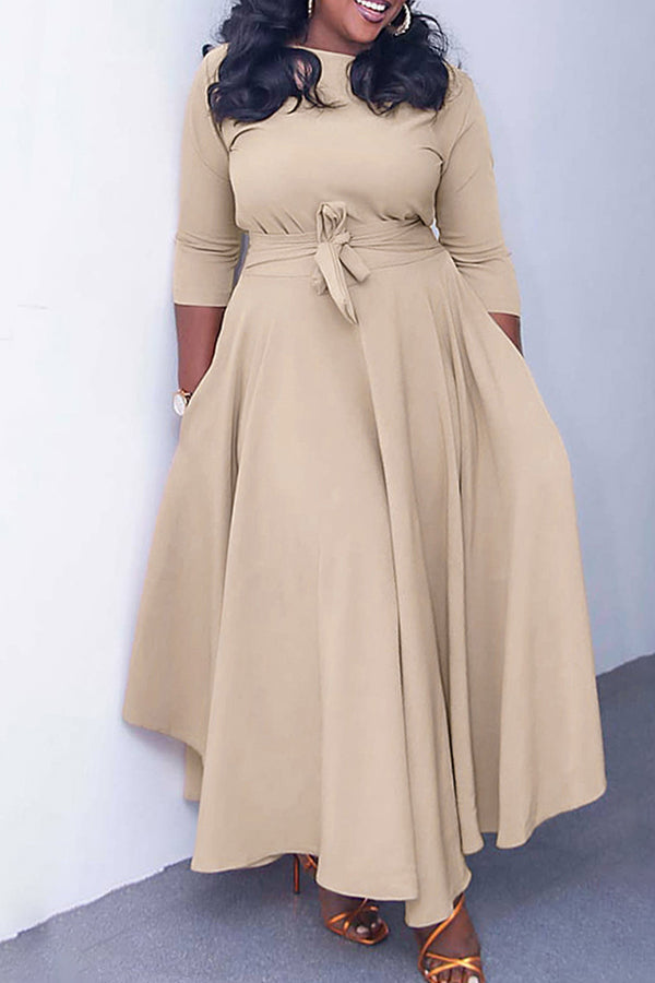 Tie Front 3/4 Sleeve A-line Dress