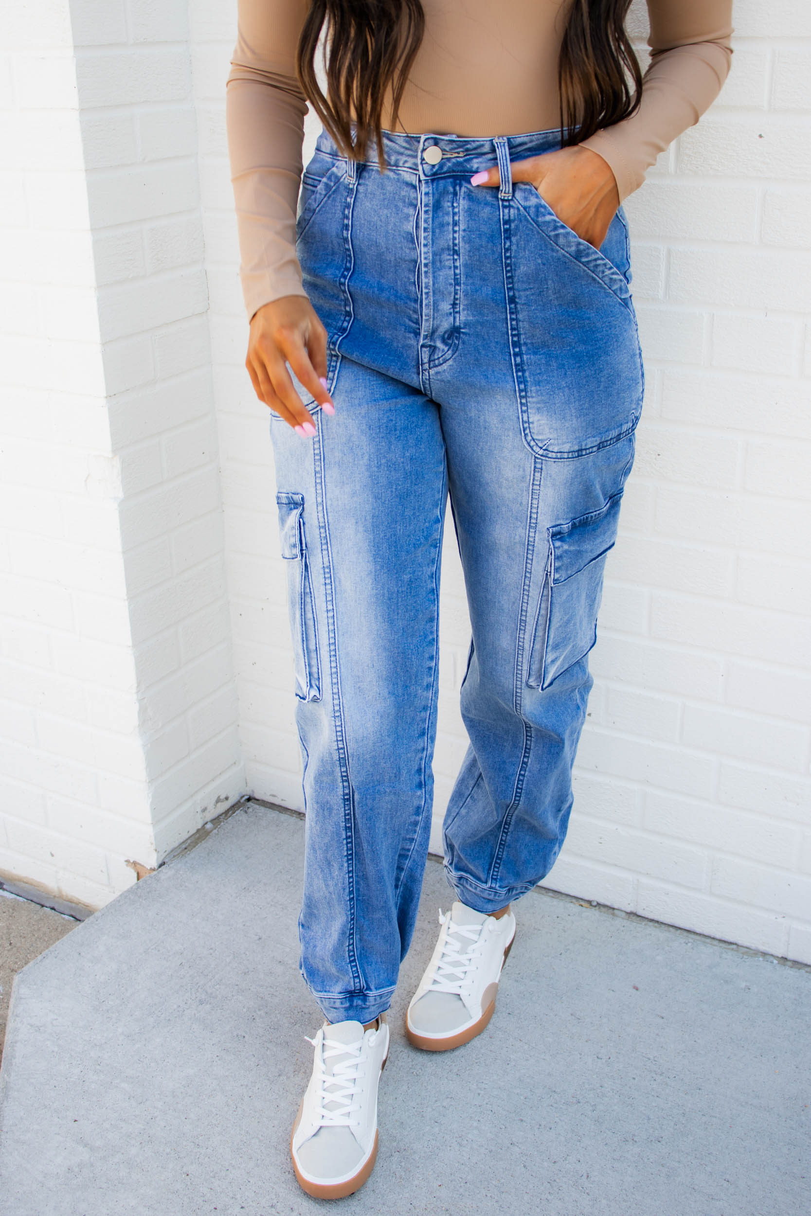 Gwen Utility Joggers | Washed Denim