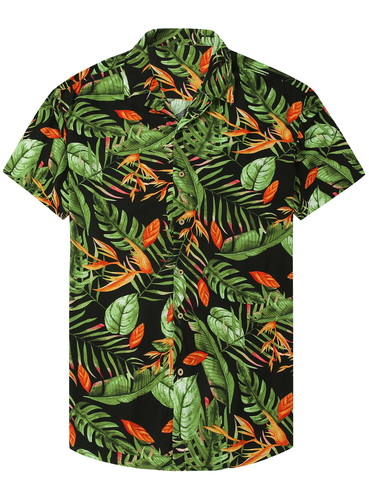 Men's Casual Holiday Tropical Green Hawaiian Short Sleeve Aloha Shirt