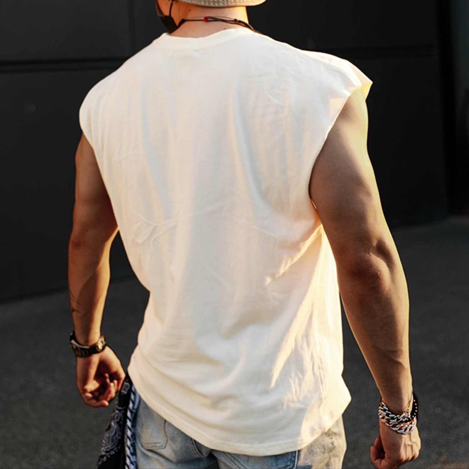Retro Men's San Francisco Print Tank Top Oversized Sleeveless T-shirt