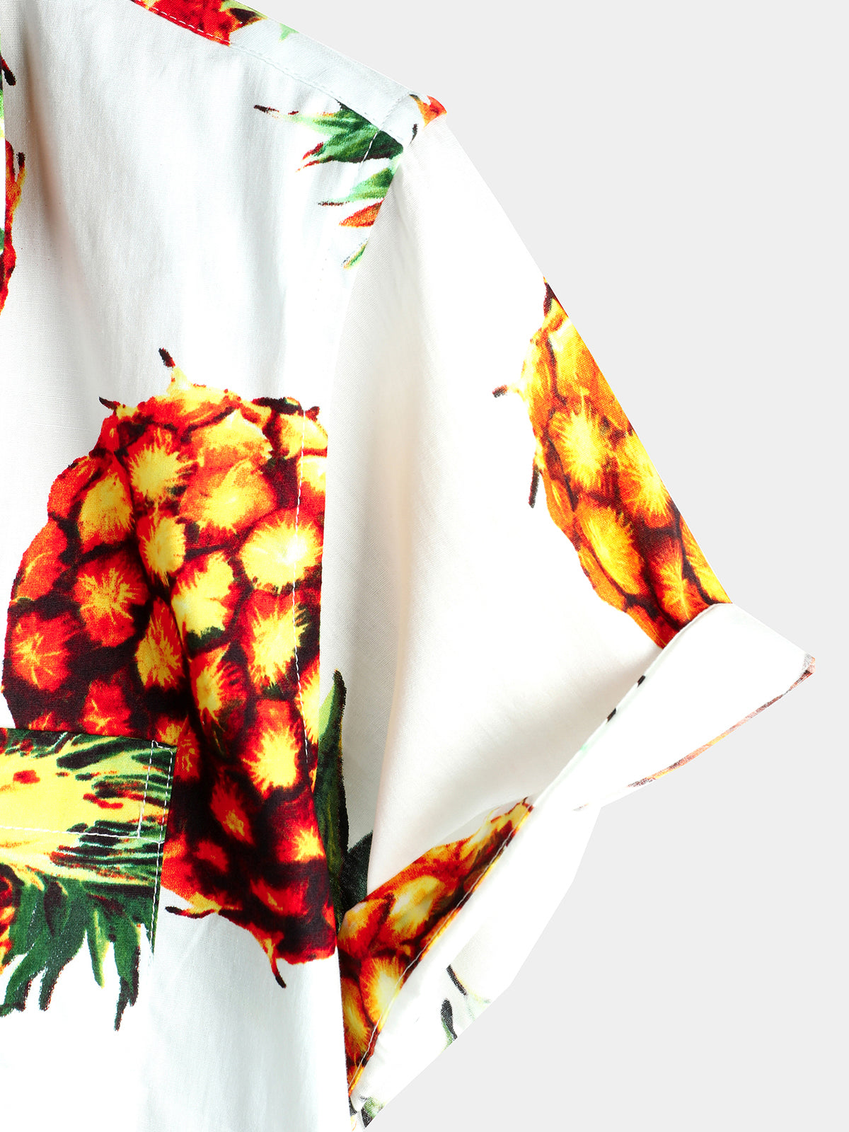 Men's Pineapple Print Holiday Pocket Cotton Shirt